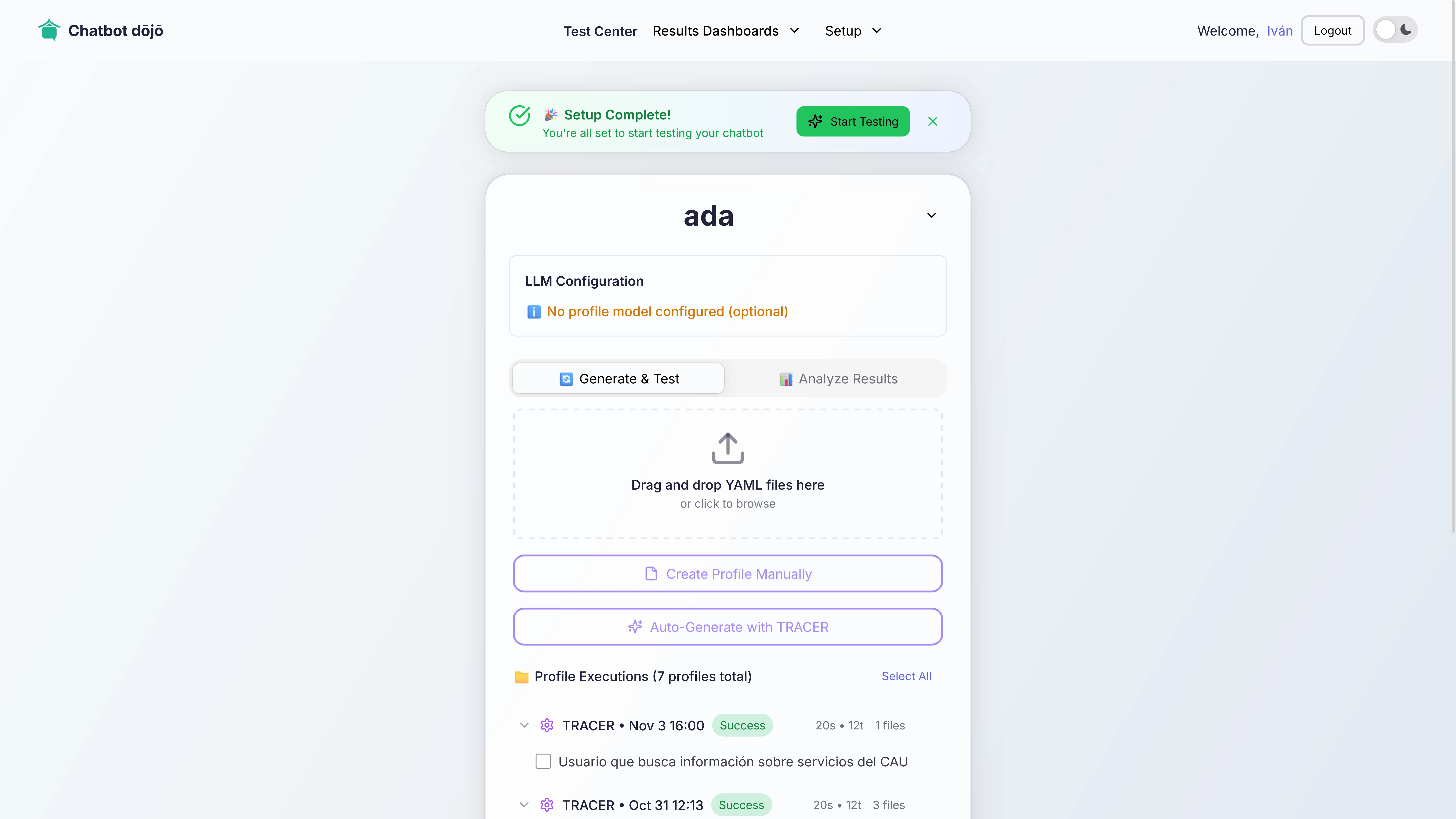 Chatbot Dojo screenshot