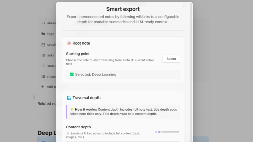 Obsidian Smart Export screenshot